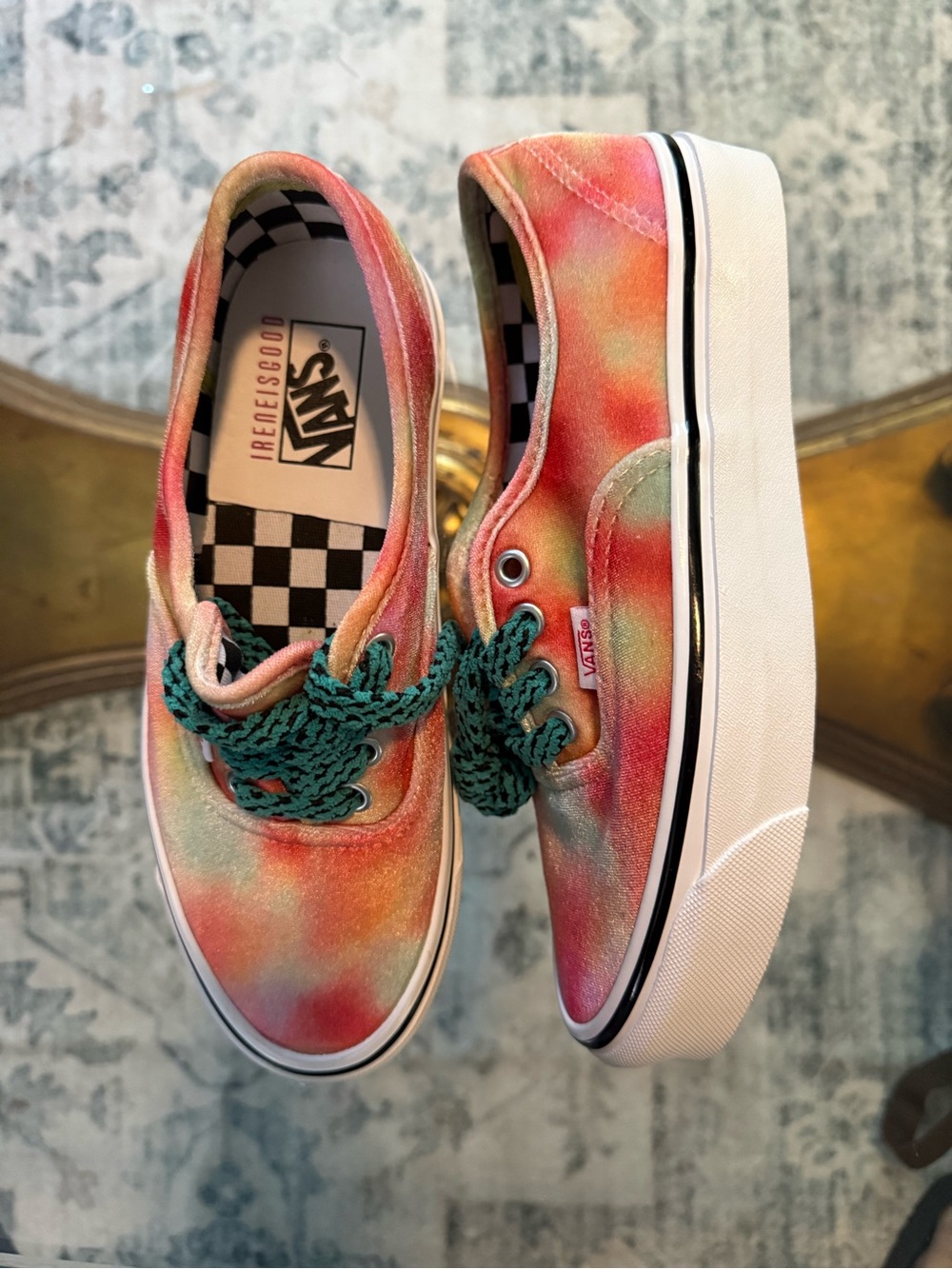Vans Authentic 44 DX x IRENEISGOOD Collab Sneakers Platform Velvet Tie-Dye Sz 7